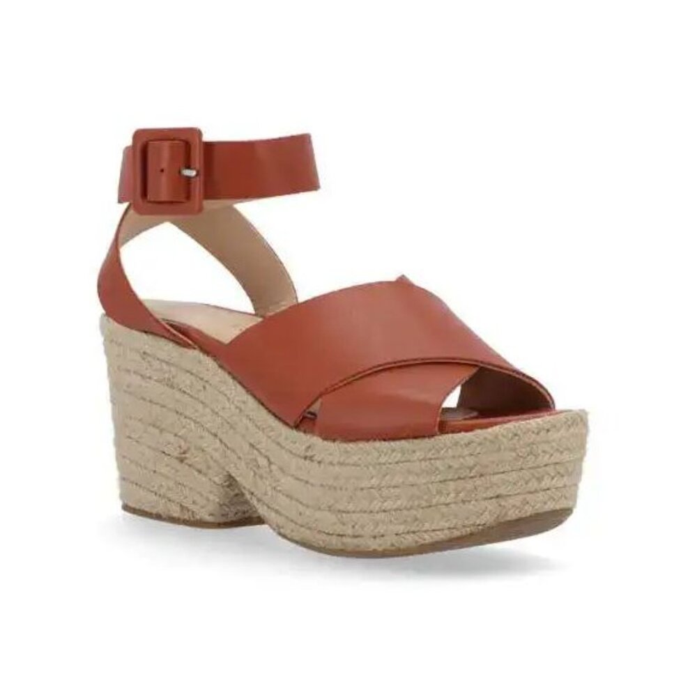 ALOHAS Lyla Leather Espadrille Platform Sandals Size 39 US 8 8.5 Brown NEW $210 - Picture 2 of 16